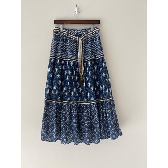 ZARA BELTED blue  PRINT SKIRT Size small - Picture 4 of 5